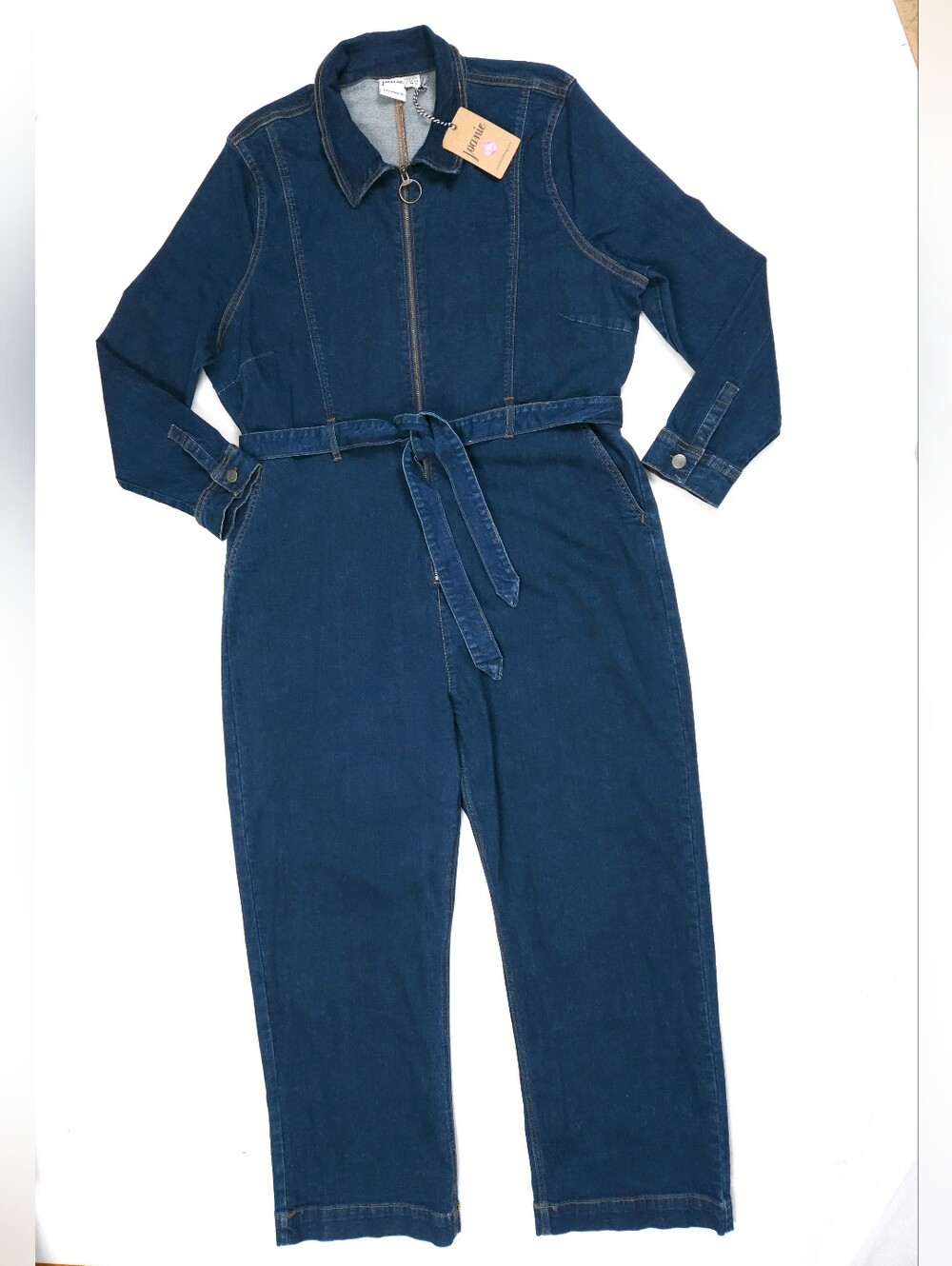 Joanie Clothing MacDougal Indigo Denim Jean Jumpsuit Boilersuit US 18 NWT